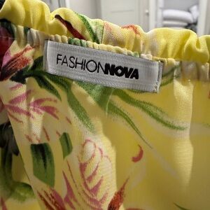 Fashion Nova Yellow Floral Skirt
